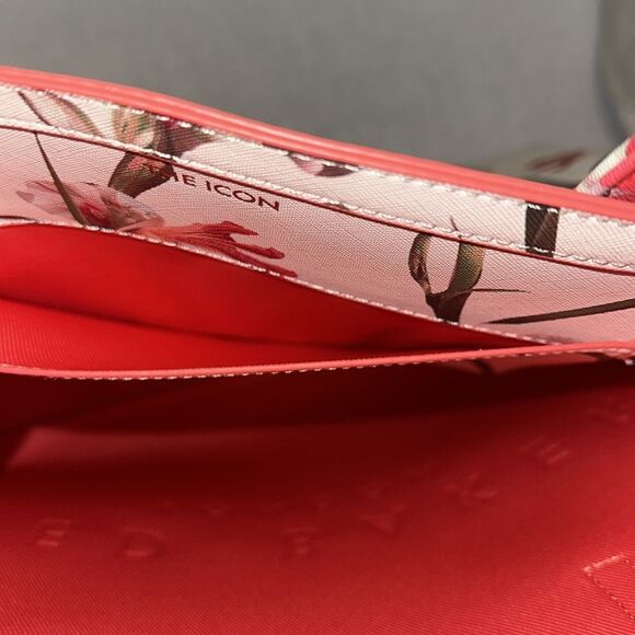 TED BAKER Coral Ivory Green Floral Faux Leather The Icon Tote - Picture 11 of 12